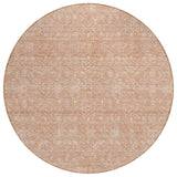 8' Copper And Beige Round Floral Washable Indoor Outdoor Area Rug