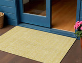 3' X 5' Yellow Gold And Ivory Floral Washable Indoor Outdoor Area Rug