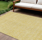 8' X 10' Yellow Gold And Ivory Floral Washable Indoor Outdoor Area Rug