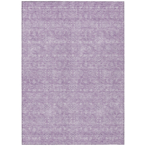 3' X 5' Lavender Lilac And Ivory Floral Washable Indoor Outdoor Area Rug
