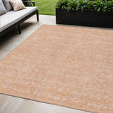 5' X 8' Peach And Ivory Floral Washable Indoor Outdoor Area Rug