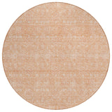 8' Peach And Ivory Round Floral Washable Indoor Outdoor Area Rug