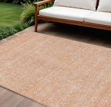 8' X 10' Peach And Ivory Floral Washable Indoor Outdoor Area Rug