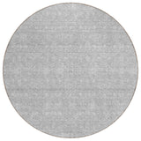 8' Silver Gray And Ivory Round Floral Washable Indoor Outdoor Area Rug