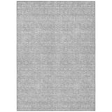 8' X 10' Silver Gray And Ivory Floral Washable Indoor Outdoor Area Rug