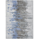 3' X 5' Blue Gray And Silver Abstract Washable Indoor Outdoor Area Rug