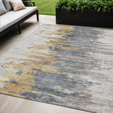 5' X 8' Ivory Charcoal And Silver Abstract Washable Indoor Outdoor Area Rug