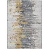 5' X 8' Ivory Charcoal And Silver Abstract Washable Indoor Outdoor Area Rug