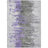5' X 8' Purple Ivory And Charcoal Abstract Washable Indoor Outdoor Area Rug