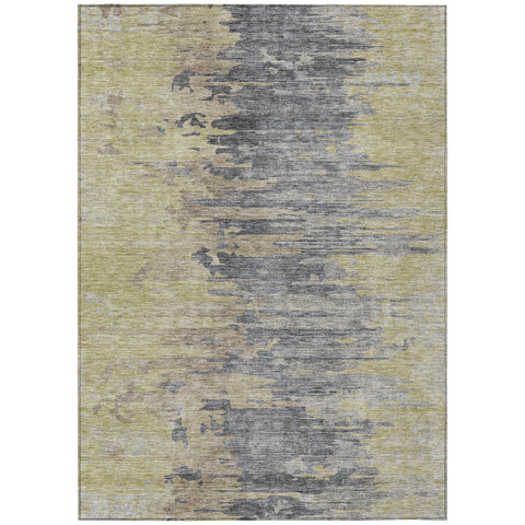 3' X 5' Pewter Silver And Gray Abstract Washable Indoor Outdoor Area Rug