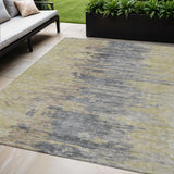 5' X 8' Pewter Silver And Gray Abstract Washable Indoor Outdoor Area Rug