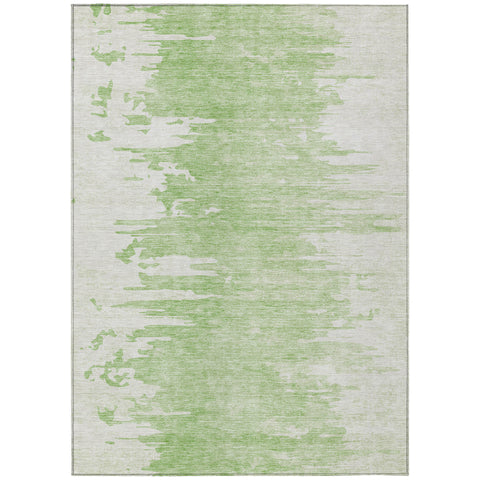 5' X 8' Green And Mint Green Abstract Washable Indoor Outdoor Area Rug