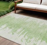 8' X 10' Green And Mint Green Abstract Washable Indoor Outdoor Area Rug
