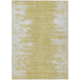 5' X 8' Gold And Ivory Abstract Washable Indoor Outdoor Area Rug
