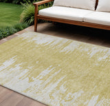 8' X 10' Gold And Ivory Abstract Washable Indoor Outdoor Area Rug