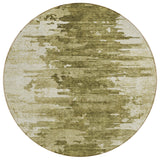 8' Brown Taupe And Beige Round Abstract Washable Indoor Outdoor Area Rug