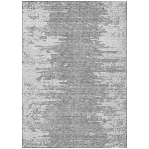 8' X 10' Silver Gray And Ivory Abstract Washable Indoor Outdoor Area Rug