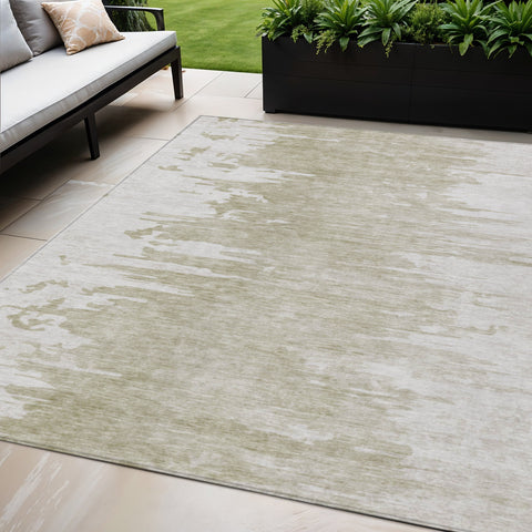 5' X 8' Taupe Beige And Tan Abstract Washable Indoor Outdoor Area Rug