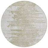 8' Taupe Beige And Tan Round Abstract Washable Indoor Outdoor Area Rug