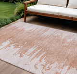 8' X 10' Terra Cotta Salmon And Copper Abstract Washable Indoor Outdoor Area Rug