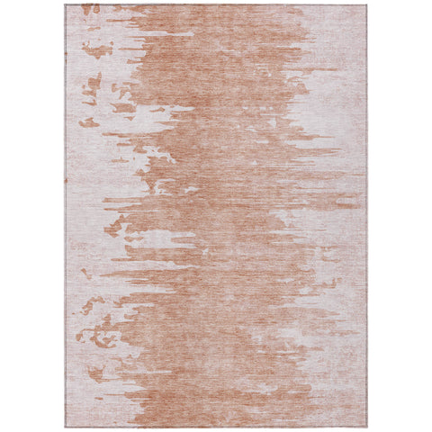 8' X 10' Terra Cotta Salmon And Copper Abstract Washable Indoor Outdoor Area Rug