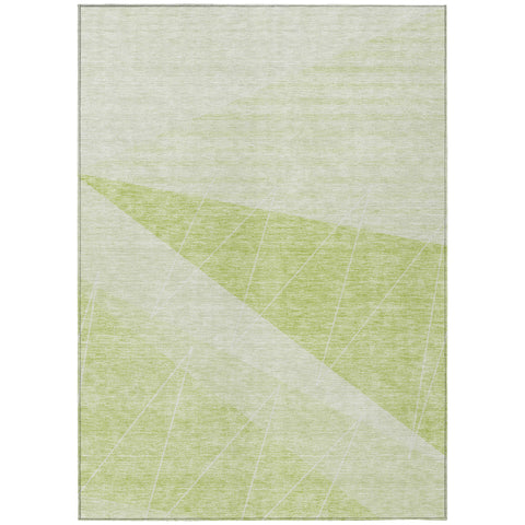 5' X 8' Mint Green And Ivory Geometric Washable Indoor Outdoor Area Rug