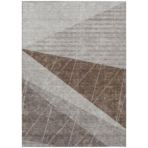 8' X 10' Gray Silver And Taupe Geometric Washable Indoor Outdoor Area Rug