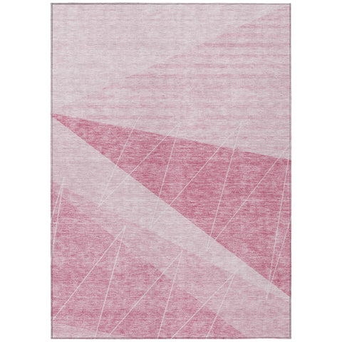 3' X 5' Pink Mauve And Blush Geometric Washable Indoor Outdoor Area Rug