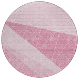 8' Pink Mauve And Blush Round Geometric Washable Indoor Outdoor Area Rug
