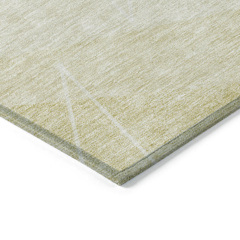 3' X 5' Wheat Gold And Ivory Geometric Washable Indoor Outdoor Area Rug