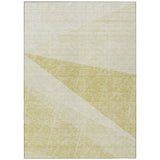 5' X 8' Wheat Gold And Ivory Geometric Washable Indoor Outdoor Area Rug