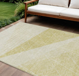 8' X 10' Wheat Gold And Ivory Geometric Washable Indoor Outdoor Area Rug
