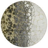 8' Beige Taupe And Chocolate Round Abstract Washable Indoor Outdoor Area Rug