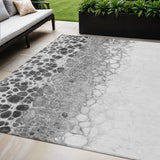 5' X 8' Gray Silver And Charcoal Abstract Washable Indoor Outdoor Area Rug