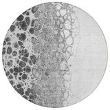 8' Gray Silver And Charcoal Round Abstract Washable Indoor Outdoor Area Rug