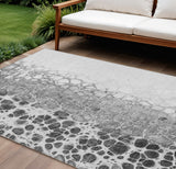 8' X 10' Gray Silver And Charcoal Abstract Washable Indoor Outdoor Area Rug