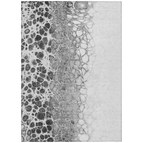 8' X 10' Gray Silver And Charcoal Abstract Washable Indoor Outdoor Area Rug
