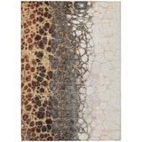 5' X 8' Ivory Gray And Gold Abstract Washable Indoor Outdoor Area Rug