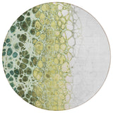8' Olive Green And Gold Round Abstract Washable Indoor Outdoor Area Rug