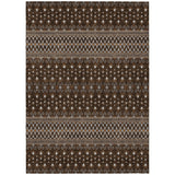 3' X 5' Chocolate Taupe And Copper Tribal Washable Indoor Outdoor Area Rug