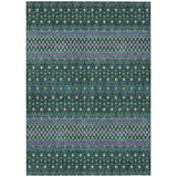 8' X 10' Green Blue And Purple Tribal Washable Indoor Outdoor Area Rug