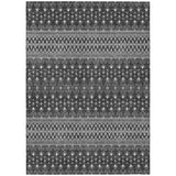 3' X 5' Gray Silver And Charcoal Tribal Washable Indoor Outdoor Area Rug