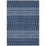 3' X 5' Navy Blue And Denim Blue Tribal Washable Indoor Outdoor Area Rug