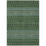 3' X 5' Olive Green And Blue Tribal Washable Indoor Outdoor Area Rug
