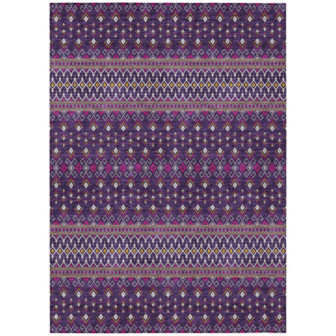 3' X 5' Purple Pink And Yellow Tribal Washable Indoor Outdoor Area Rug