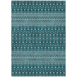 5' X 8' Teal Blue Aqua And Ivory Tribal Washable Indoor Outdoor Area Rug