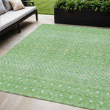 5' X 8' Green And Mint Green Tribal Washable Indoor Outdoor Area Rug