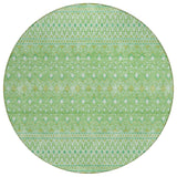 8' Green And Mint Green Round Tribal Washable Indoor Outdoor Area Rug