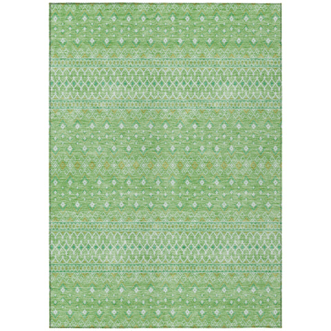8' X 10' Green And Mint Green Tribal Washable Indoor Outdoor Area Rug