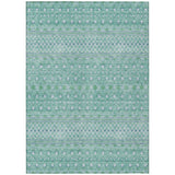 3' X 5' Aqua Teal Blue And Ivory Tribal Washable Indoor Outdoor Area Rug